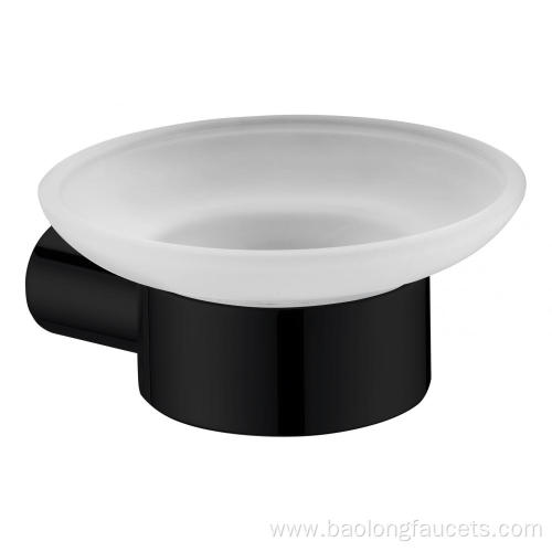 Glass Soap Dish Holder StainlessSteel Matt Black